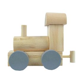 Jep Letters Locomotief - Grijze Wielen / Houten Trein