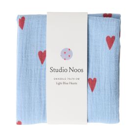 Studio Noos Swaddle - Light Blue Hearts - 70x70 cm