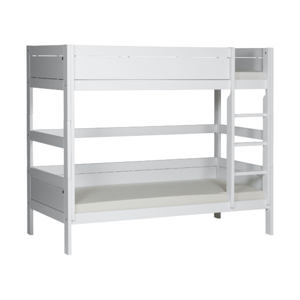 LIFETIME Kidsrooms Stapelbed + Rechte Trap - Deluxe Lattenbodem - 90 x 200 cm - Wit Gelakt