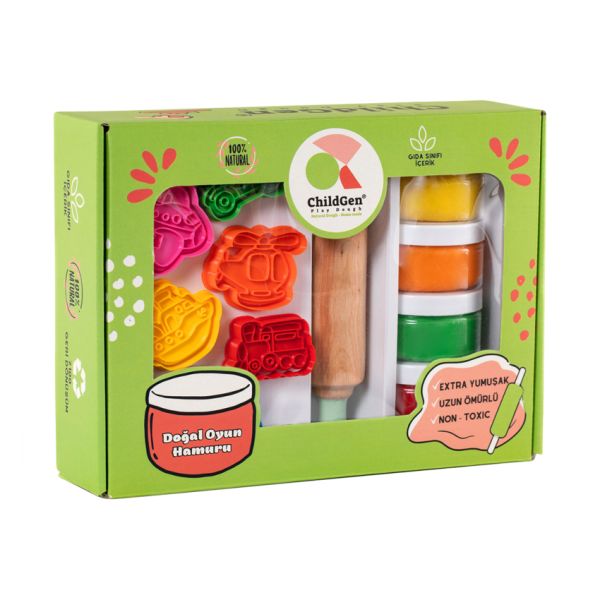 ChildGen Speelklei Set - Vehicles Thema - 4 Kleuren