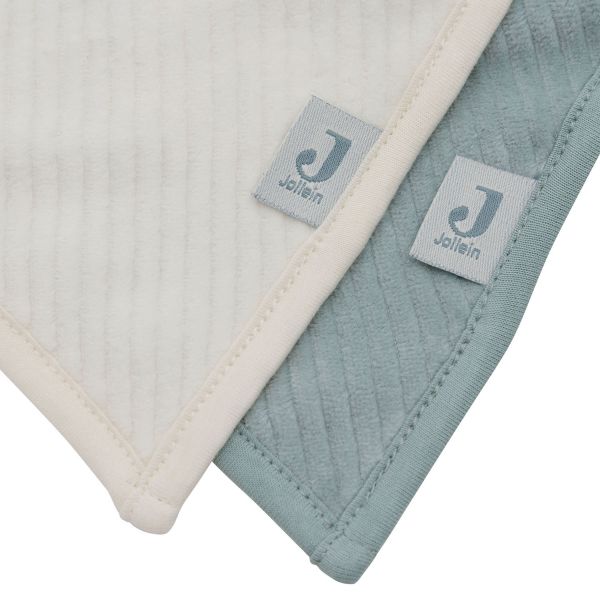 Jollein Slab Bandana - 2 Pack - Velvet Rib - Sea Green / Ivory