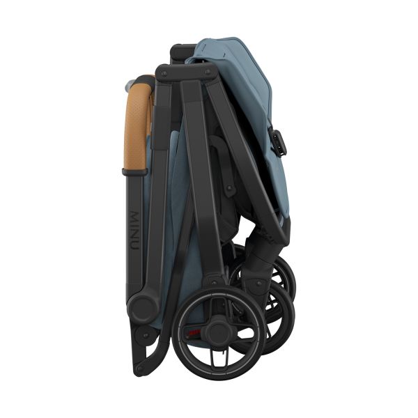 UPPAbaby MINU V3 Buggy Dillan - Stone Blue/Carbon Frame Met Zandbruin Leer