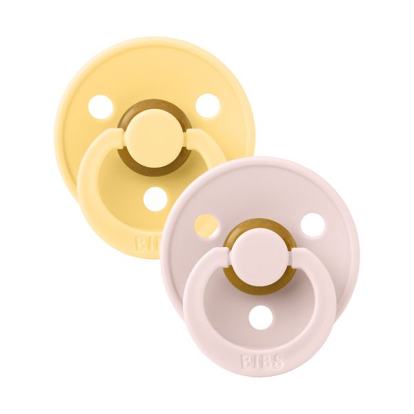 BiBs Colour Fopspeen - Rond - 2 Stuks - 6-18 Mnd - Pale Butter/Petal 