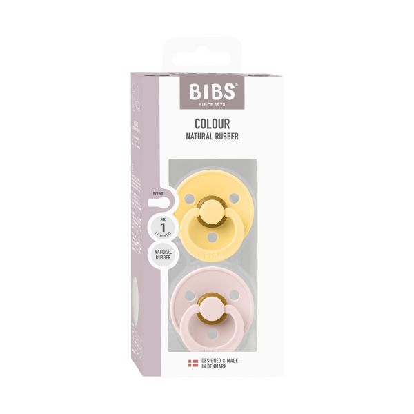 BiBs Colour Fopspeen - Rond - 2 Stuks - 6-18 Mnd - Pale Butter/Petal 