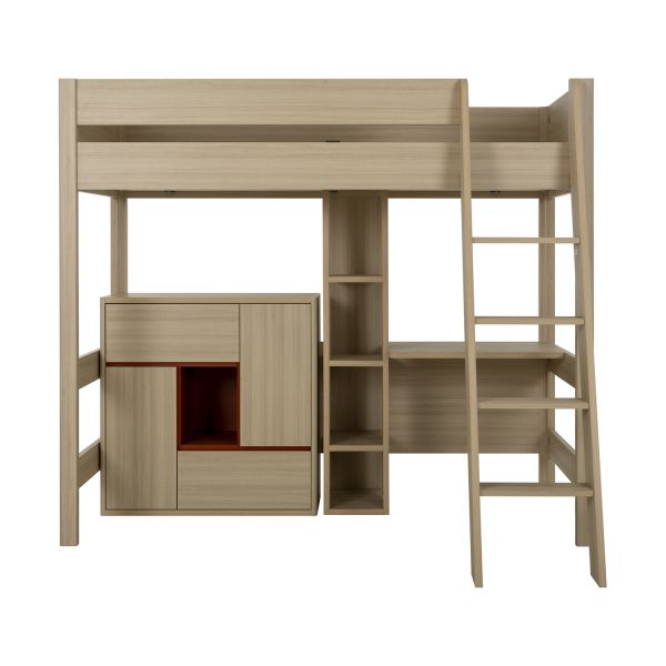 Gautier Mezzanine Tiny Bed - 90 x 200 cm - Eik/Eik 