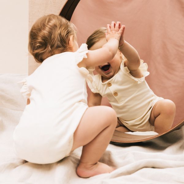UAUA Romper Met Ruffle Mouwtjes Crema 6-9 Mnd