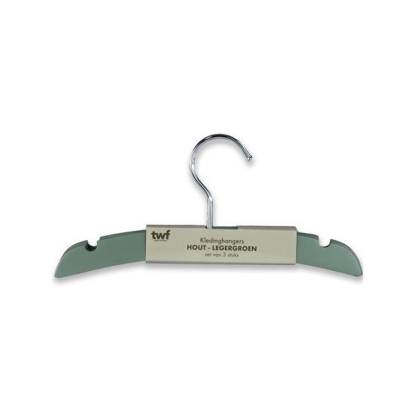 TWF Kledinghanger - 3 Stuks - Hout Donkergroen