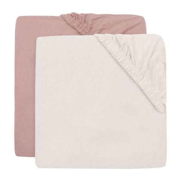 Jollein Hoeslaken Jersey - 40/50x80/90 cm - 2 Stuks - Wild Rose/Ivory