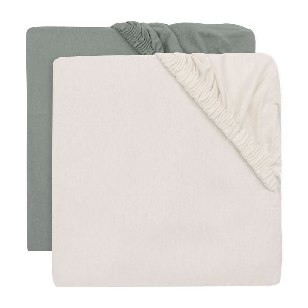 Jollein Hoeslaken Jersey - 40/50x80/90 cm - 2 Stuks - Sea Green/Ivory