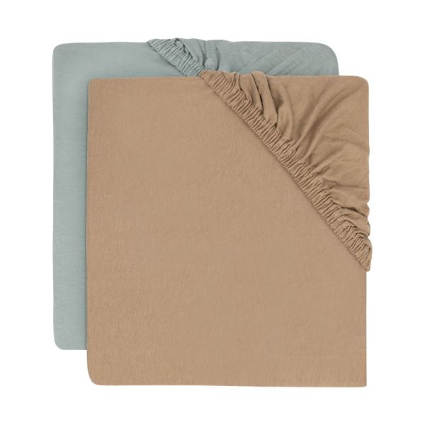 Jollein Hoeslaken Jersey - 2 Stuks - 60 x 120 cm - Sea Green/Biscuit 