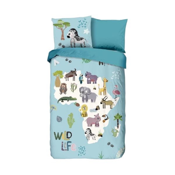 Good Morning Dekbedovertrek Wildlife Aqua 140 x 200 / 220 cm Good Morning Dekbedovertrek Wildlife Aqua 140 x 200 / 220 cm