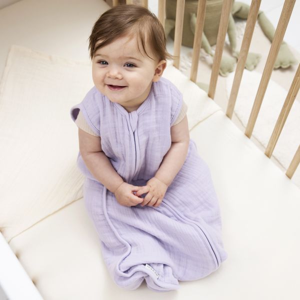 Meyco Baby Uni Zomerslaapzak - 110 cm - Pre-Washed Hydrofiel - Soft Lavender 