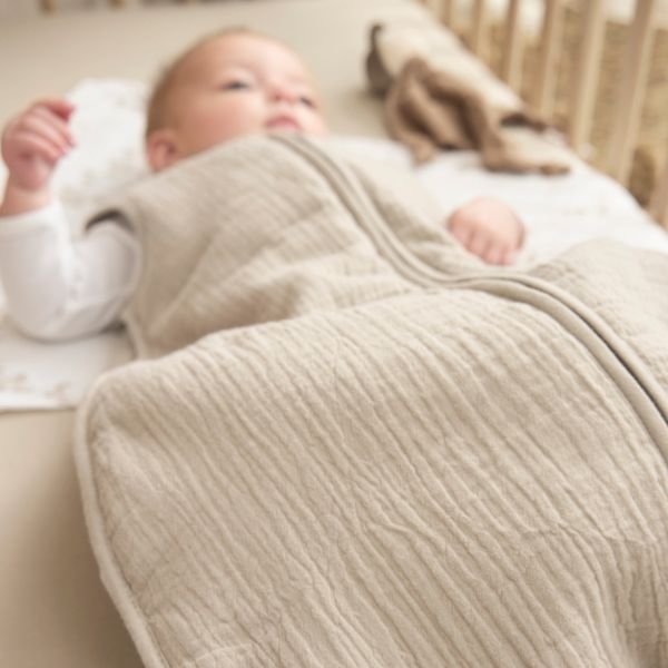 Meyco Baby Uni Baby Slaapzak Gevoerd - 90 cm Pre-Washed hydrofiel - Sand