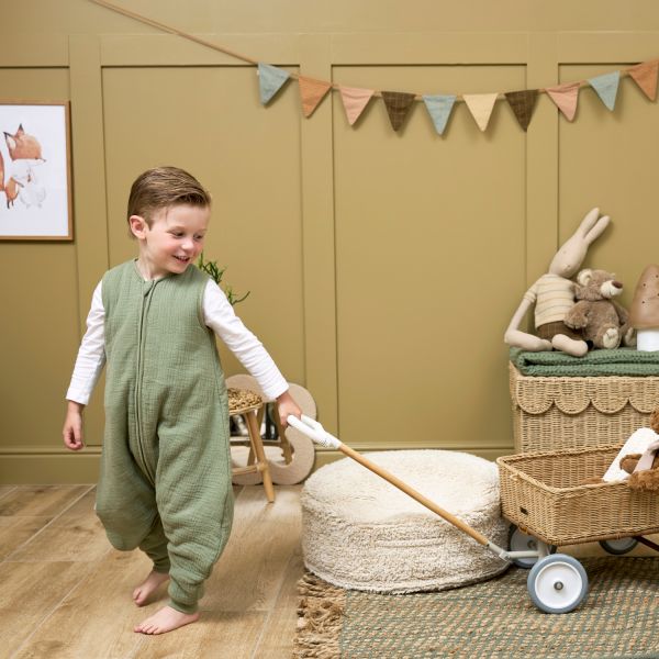 Meyco Baby Uni baby winter slaapoverall jumper - pre-washed hydrofiel - olive green - 80cm