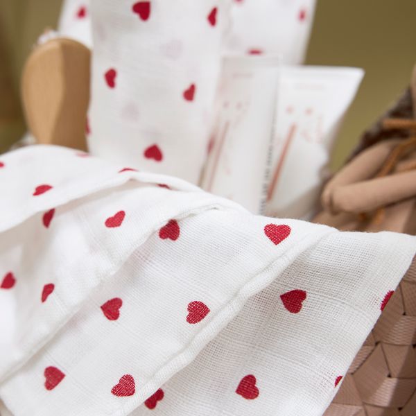 Meyco Sweet Heart Hydrofiele Monddoekjes - 3-Pack - Red