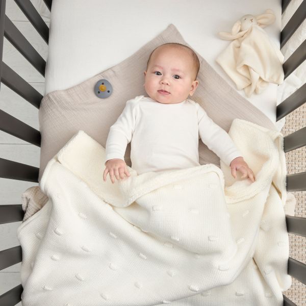 Meyco Ledikantdeken Knots Teddy - 100 x 150 cm - Offwhite