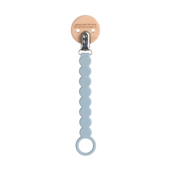 Lässig Tiny Smile Fopspeenhouder - Wood / Silicone - Powder Blue
