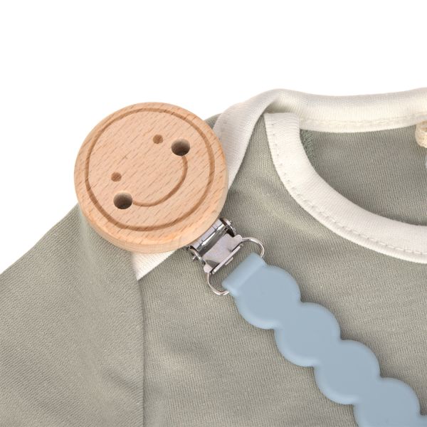 Lässig Tiny Smile Fopspeenhouder - Wood / Silicone - Powder Blue