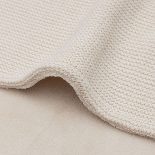 Jollein Deken Wieg - Basic Knit - 75 x 100 cm - Oatmeal/Velvet 