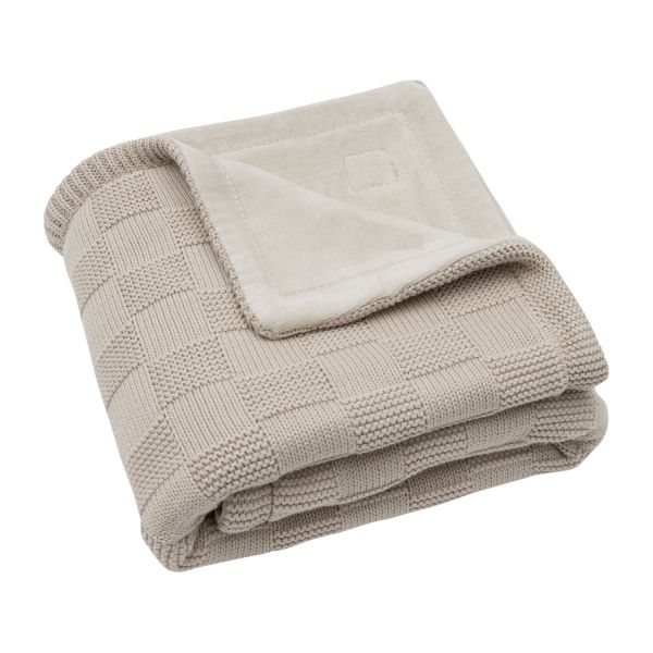 Jollein Deken Wieg - Box Knit/Velvet - 75 x 100 cm - Warm Sand