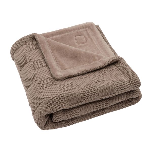 Jollein Deken Wieg - Box Knit/Velvet - 75 x 100 cm - Milky Coffee