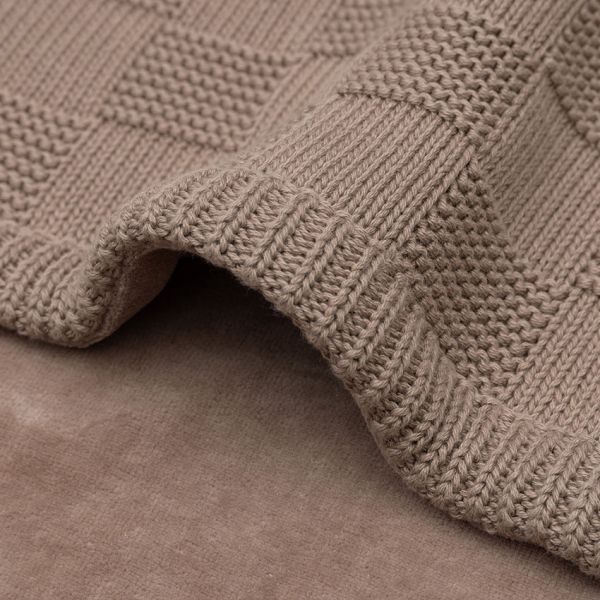Jollein Deken Wieg - Box Knit/Velvet - 75 x 100 cm - Milky Coffee