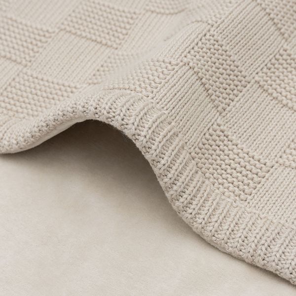 Jollein Deken Ledikant - Box Knit/Velvet - 100 x 150 cm - Warm Sand
