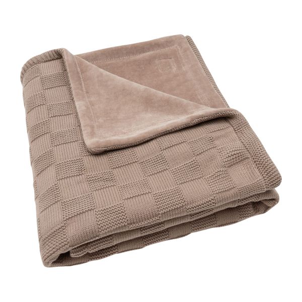 Jollein Deken Ledikant - Box Knit/Velvet - 100 x 150 cm - Milky Coffee