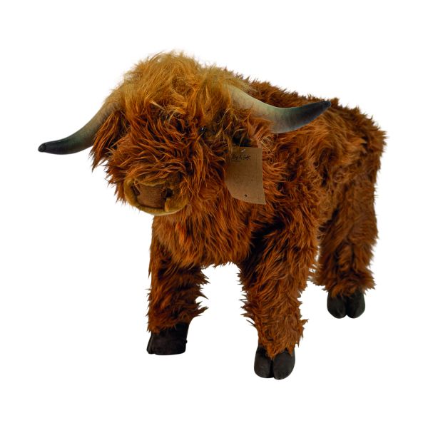 Wild & Soft Pluche Hoogland Koe - Staand - 64 cm - Bruin