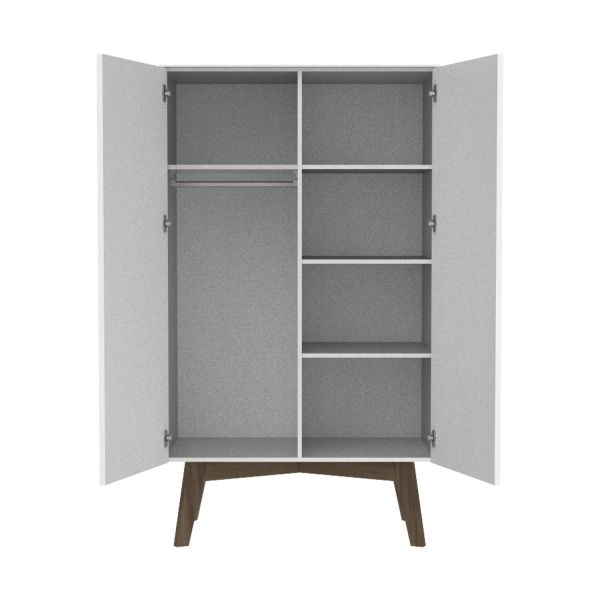 Kidsmill Sixties Kinderkamer Wit Mat / Walnoot | Bed 90 x 200 + Bureau +  Kast 2-Deurs