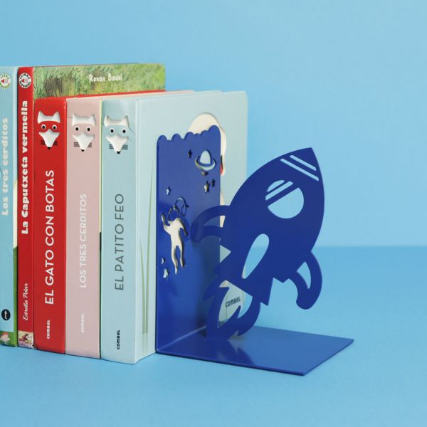 Balvi Boekensteun Space Walk - Blauw - Metaal