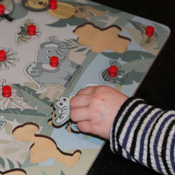 Jep! Kids Houten Knopjespuzzel - Jungle - Multicolor
