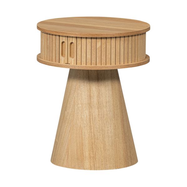 Woood Karri Nachtkastje - Rond - Hout Naturel
