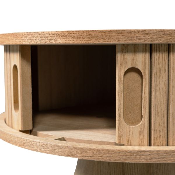 Woood Karri Nachtkastje - Rond - Hout Naturel