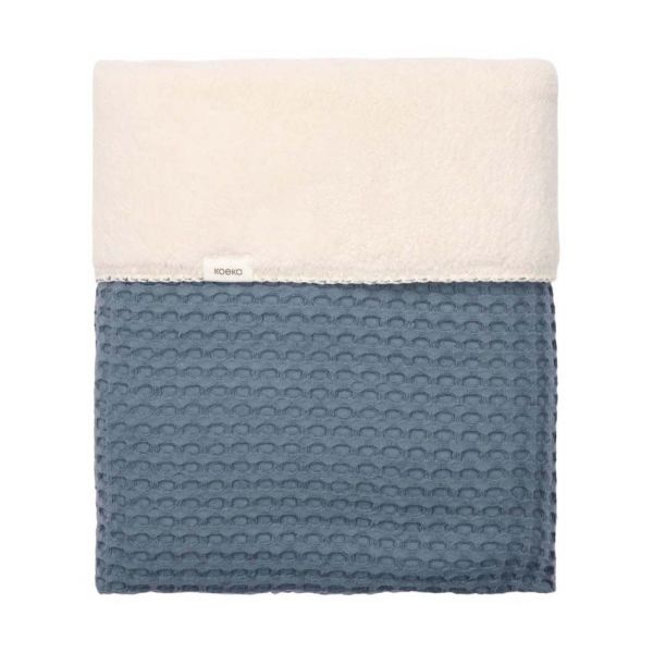 Koeka Oslo Wiegdeken - Maat 100 x 75 - Wafel/Teddy - Bluestone