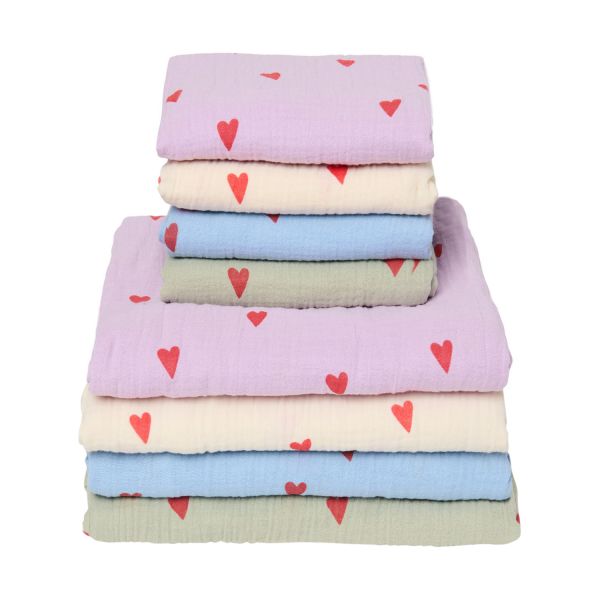  Studio Noos Swaddle - Light blue Hearts - 120x120 cm