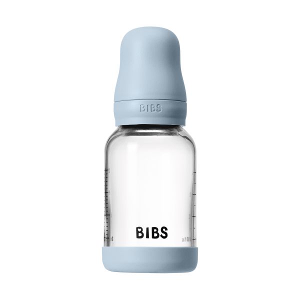 BIBS Fles - Slow Flow - 120 ml - Glas/Latex - Baby Blue