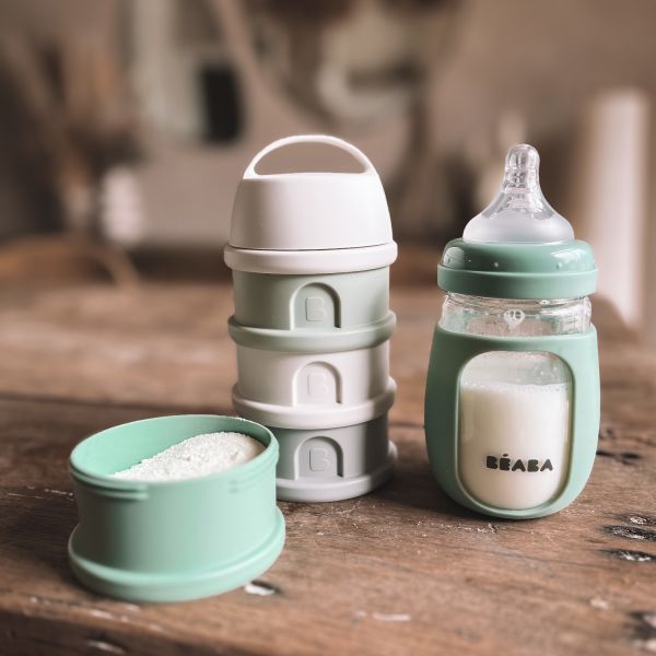 Beaba Melkpoederdoosje - Cotton White / Sage Gree