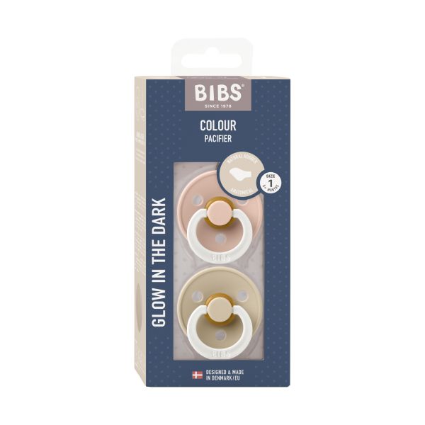 BiBs Glow In The Dark Fopspeen - Anatomisch - 2 Stuks - 0-6 Mnd - Blush/Vanilla 
