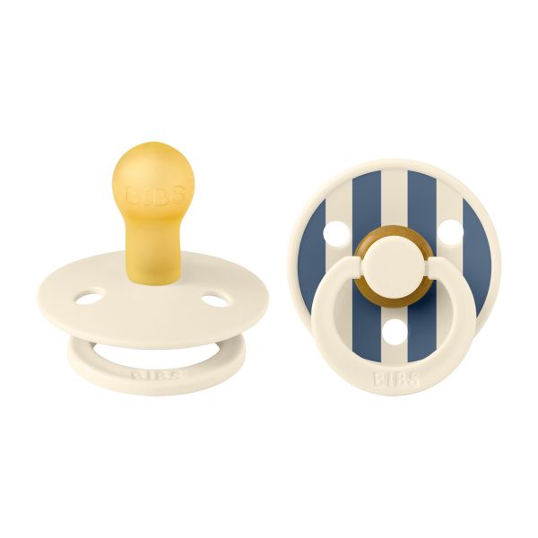 BiBs Studio Pin Fopspeen - 0-6 Mnd - 2 Stuks - Ivory Steel Blue Mix