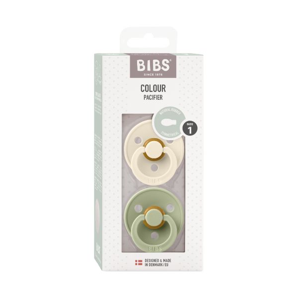 BiBs Fopspeen Symmetrisch - 0-6 Mnd - 2 Stuks - Ivory / Sage