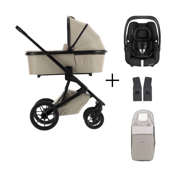 Qute Q-Rider Plus Kinderwagen 4-in-1 Mineral Clay | Maxi-Cosi Cabriofix i-Size Essential Black