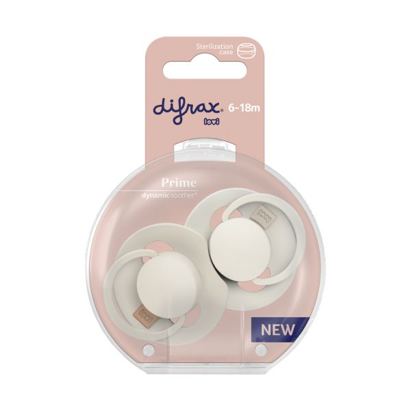 Difrax Dynamic Lovi Prime Fopspeen - 6-18mnd - 2st. -  Coconut / Ivory 