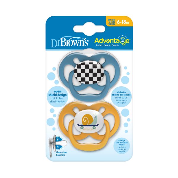 Dr. Brown's Advantage Fopspeen - Symmetrisch - 2 Stuks - 6-18 Mnd - Blauw