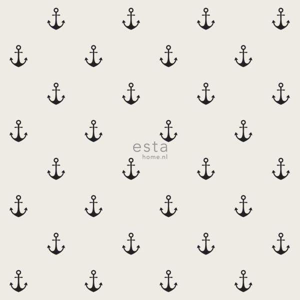 Estahome Ankers Behang - 0,53 x 10,05 m - Beige / Zwart