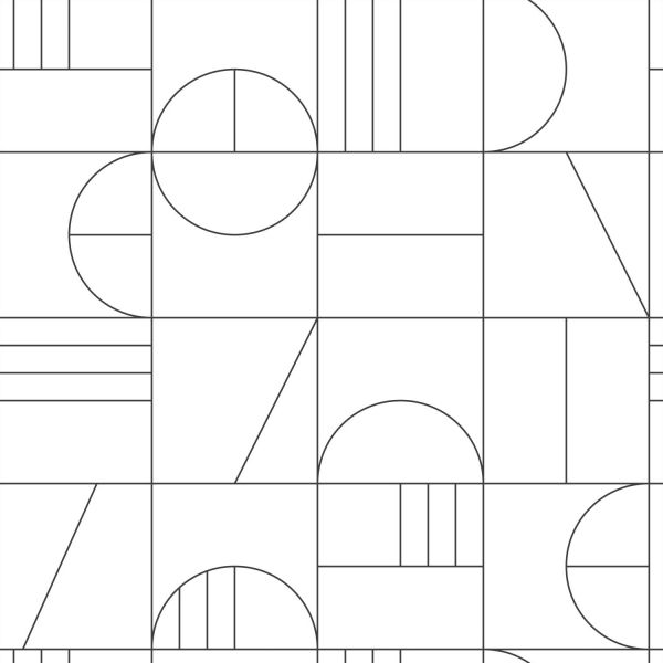 Estahome Art Deco Motief Behang III - 0,53 x 10,05 m - Wit / Zwart