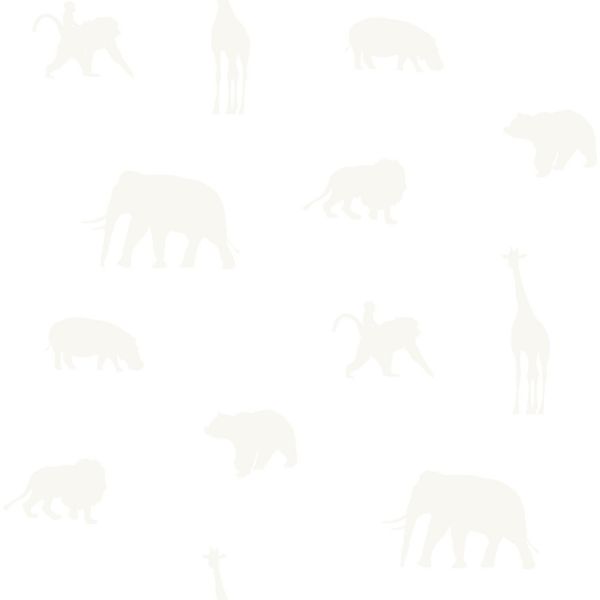Estahome Dieren Behang - 0,53 x 10,05 m - Mat Wit / Glanzend Zilver