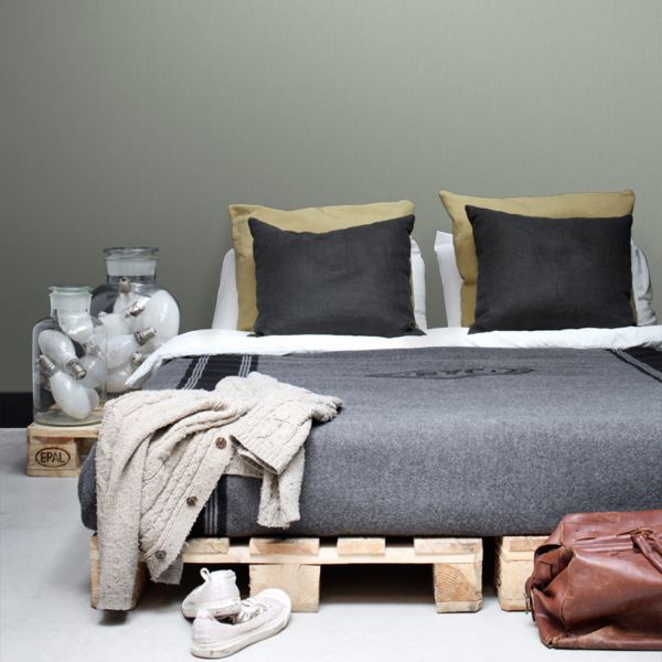 Estahome Effen Denim Behang - Jeans Structuur - 0,53 x 10,05 m - Groen / Grijs