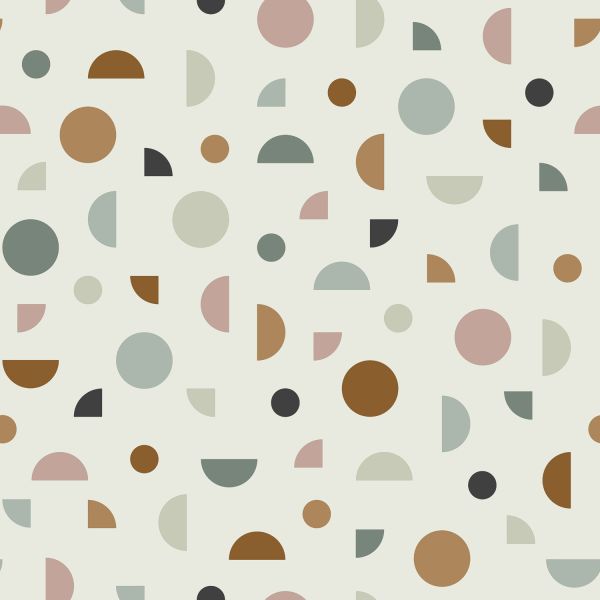 Estahome Grafisch Motief II - 0,53 x 10,05 m - Lichtbeige / Oudroze / Mintgroen