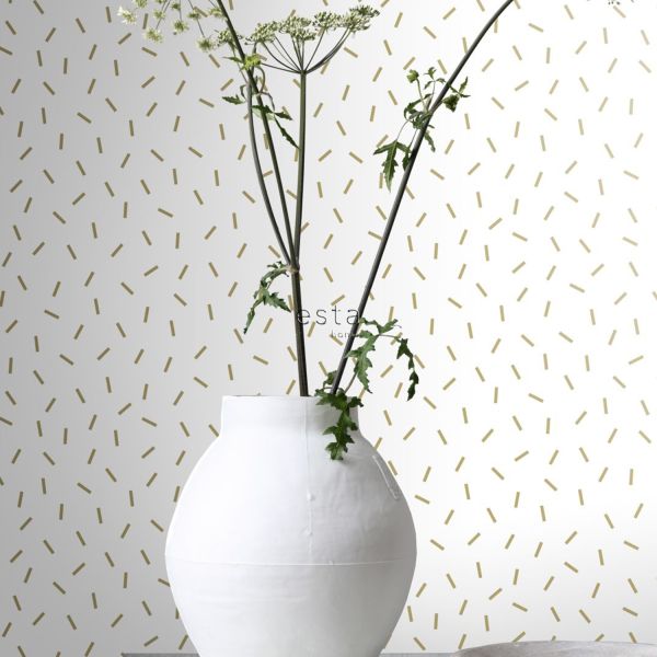 Estahome Grafisch Motief IX - 0,53 x 10,05 m - Wit / Goud
